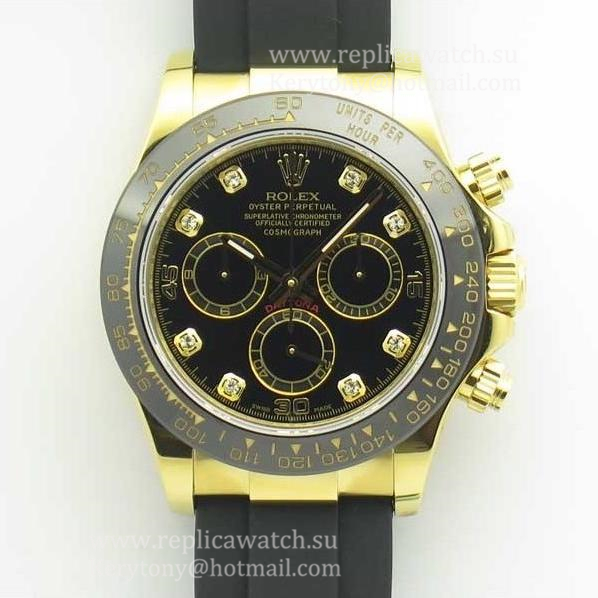 High Quality R01ex Daytona  116518 LN JHF Yellow Gold Black Dial 4130