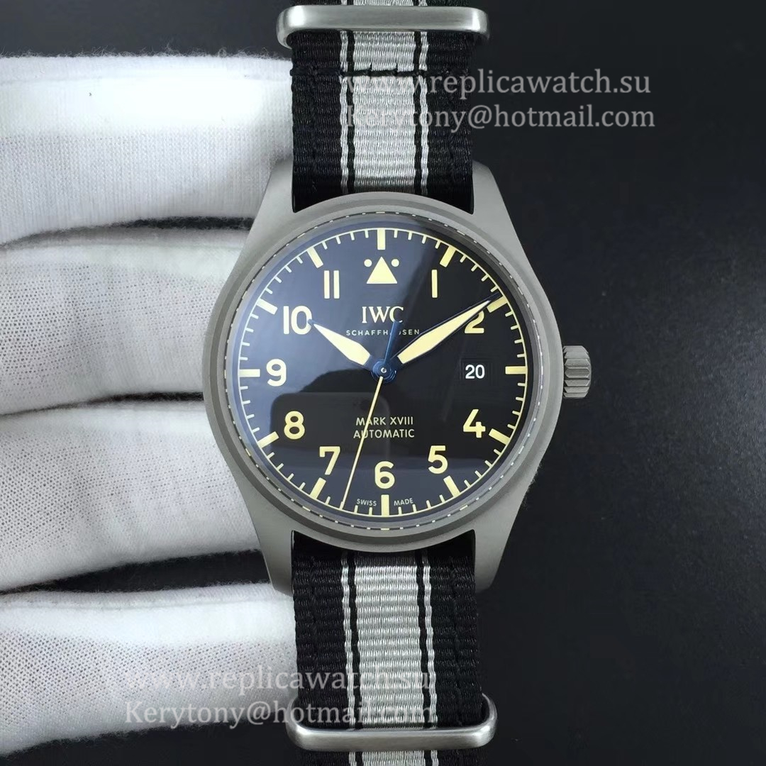Copy IWC Pilot Mark XVIII IW327006 M+F Titanium Black Dial 35111