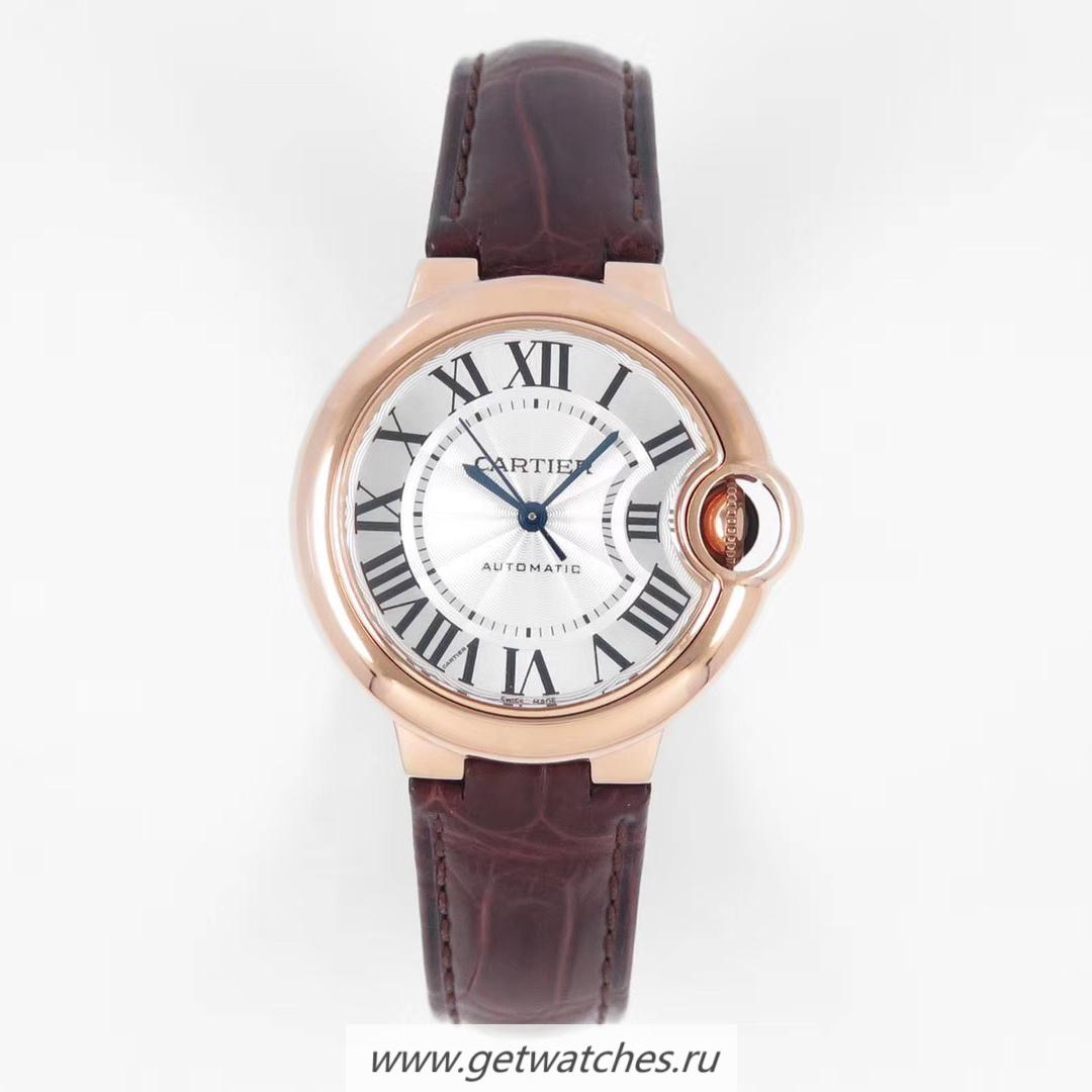 Shop Ca*t1er Ballon Bleu 33mm AF Rose Gold Silver Dial 076