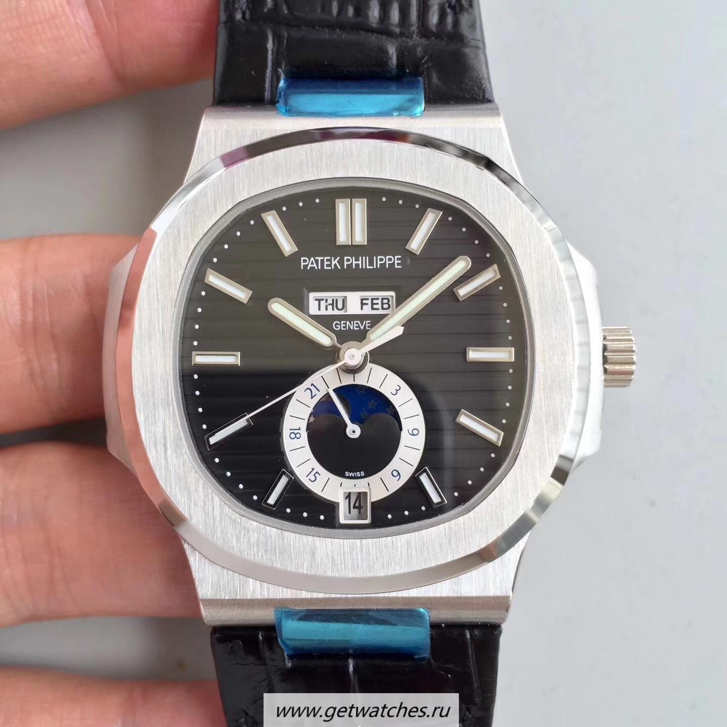 Replica Pat*k Phi1i*pe Nautilus Annual Calendar Moonphase 5726A KMF V2 SS Black Dial 324 S QA LU 24H/303
