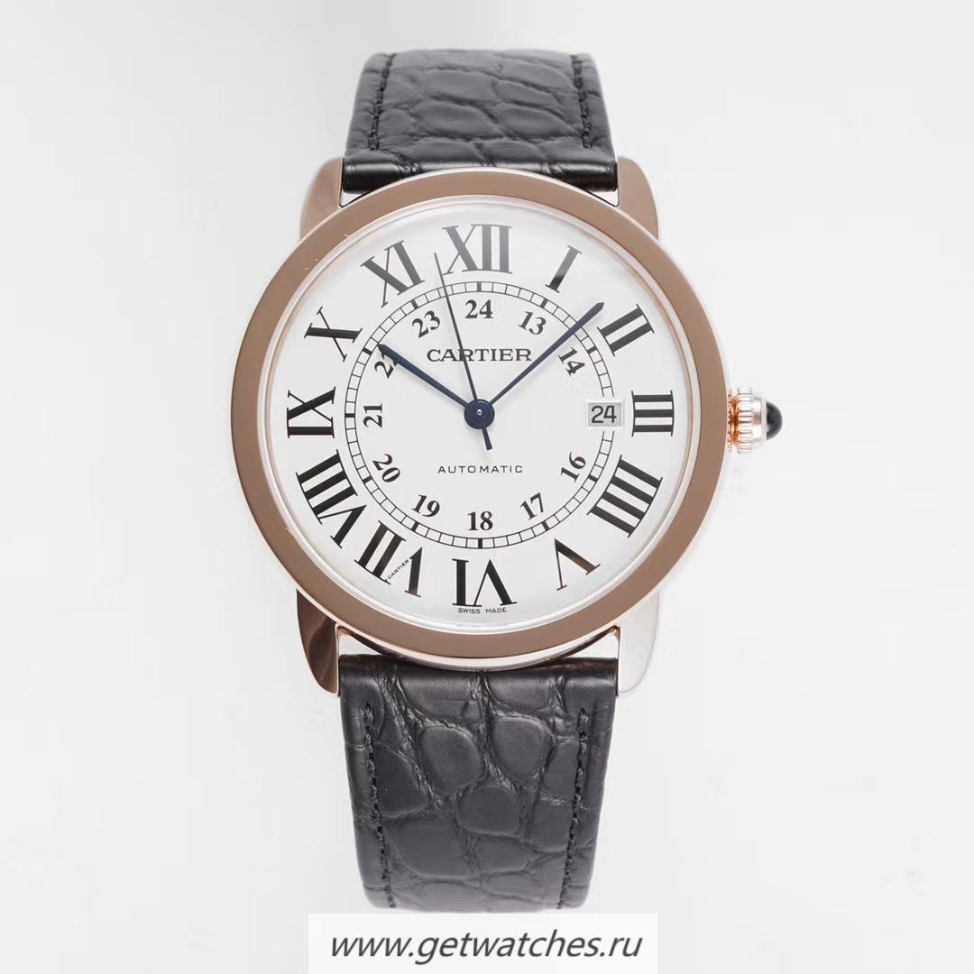 Fake Ca*t1er Ronde Solo 42mm AF Rose Gold White Dial M9015