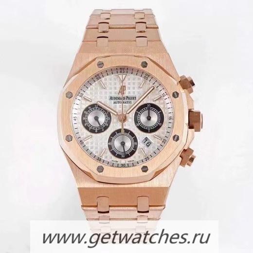 NEW Replica Audemars P1g*et Royal Oak Chrono 26331 BF Rose Gold Silver Dial 7750