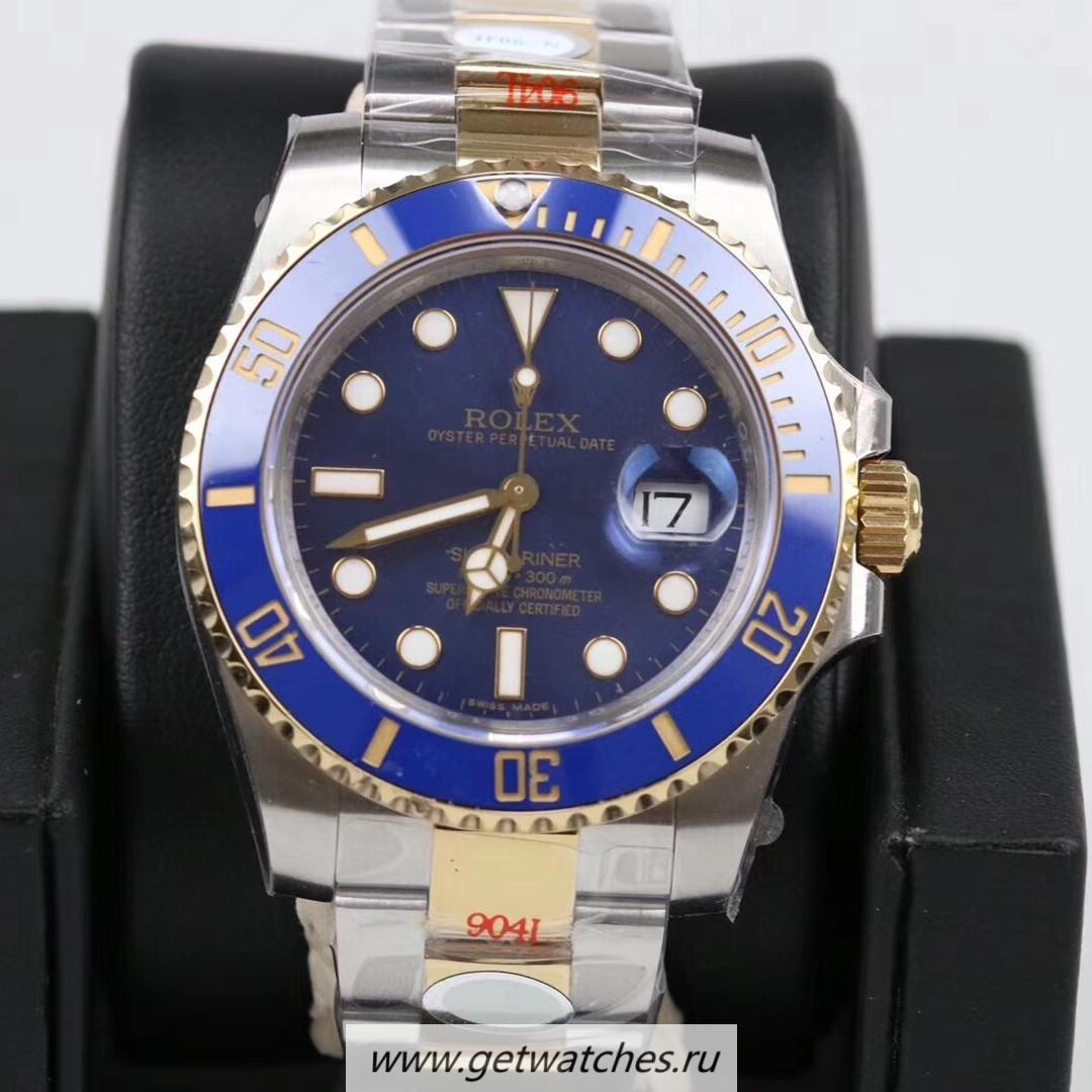 Copy R01ex Submariner Date 116613 LB GMF 18K Yellow Gold Wrapped & SS 904L Blue Dial 3135